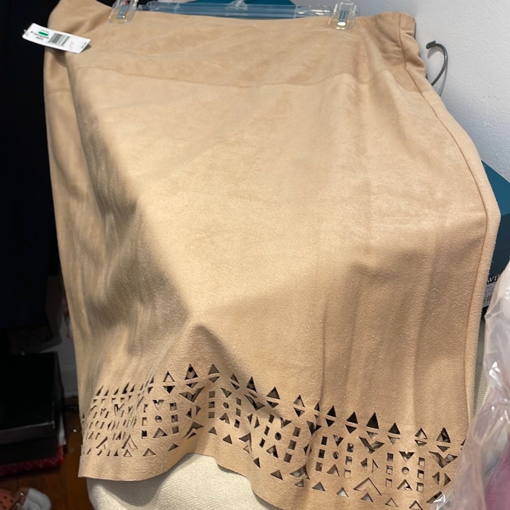 Suede camel color skirt